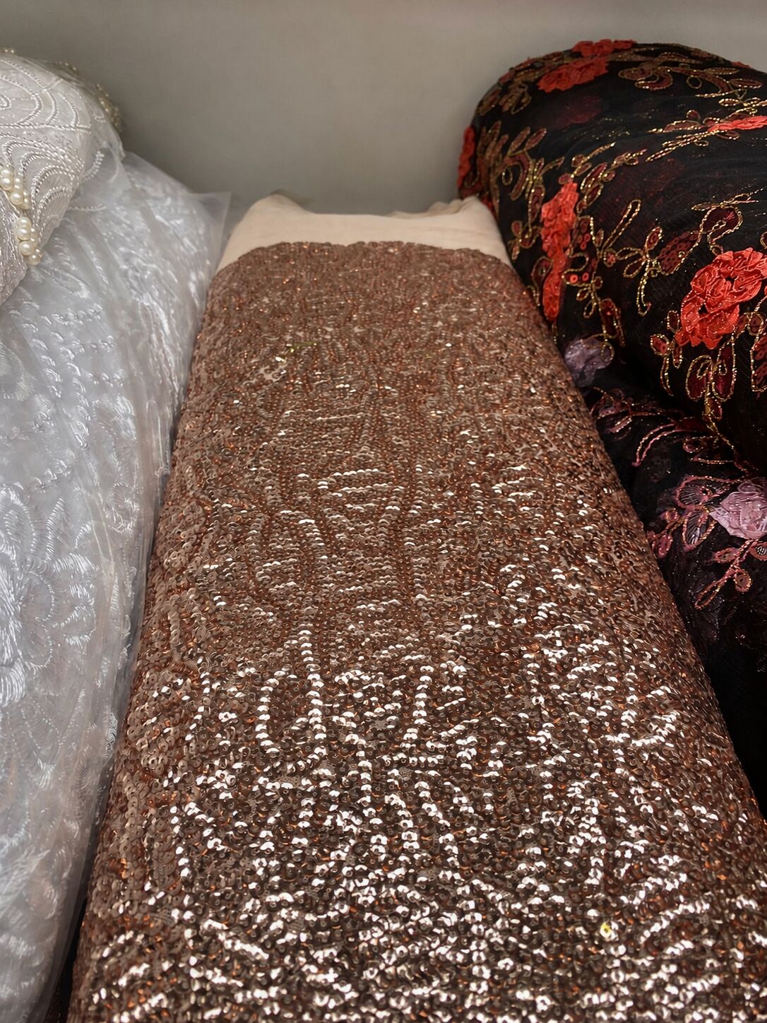 Sequin fabric at Koutwiyez