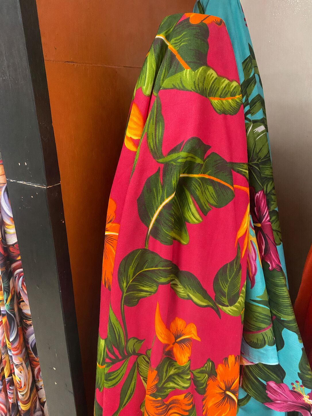 Colourful floral fabric at Koutwiyez
